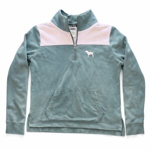 Victoria’s Secret PINK Sage Green Half Zip Pullover Sweatshirt Small